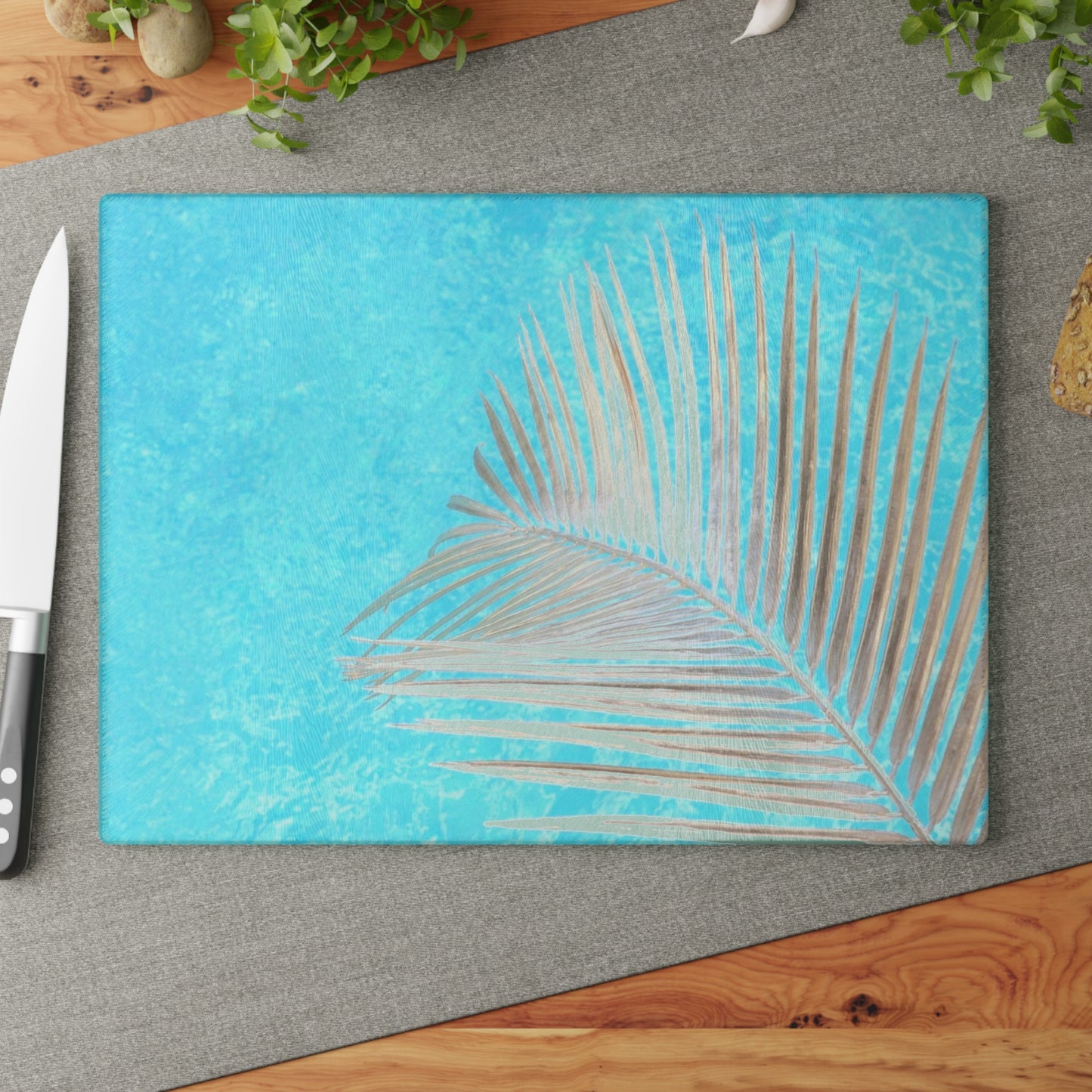 Ocean Palm Glass Cutting Board