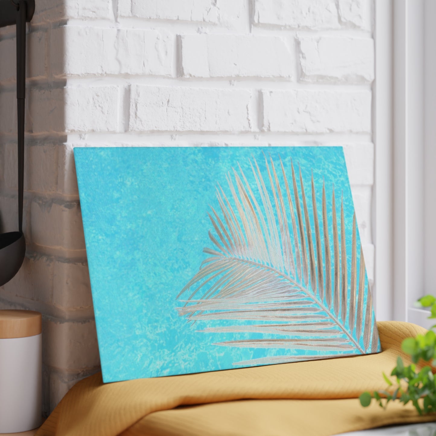 Ocean Palm Glass Cutting Board