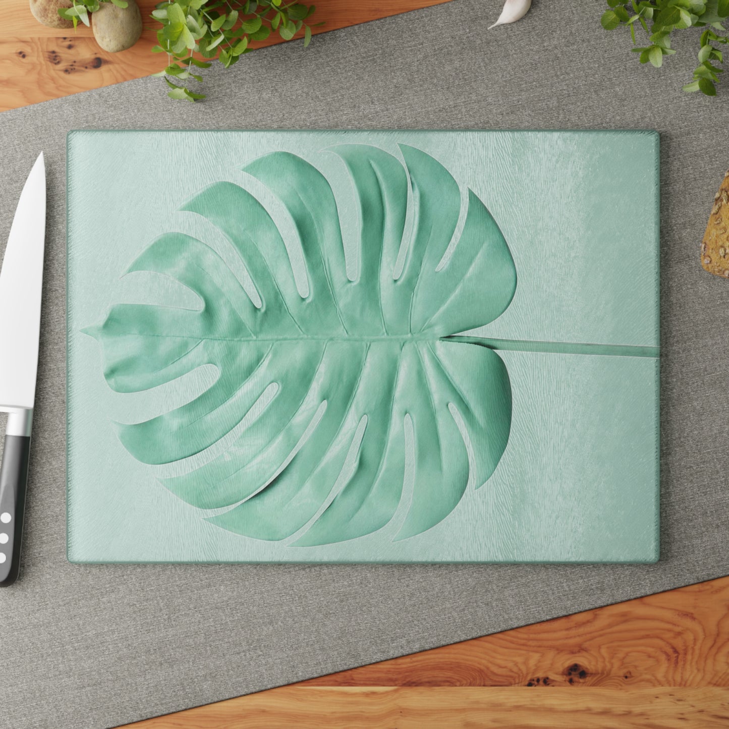Tropical Monstera Leaf Glass Cutting Board