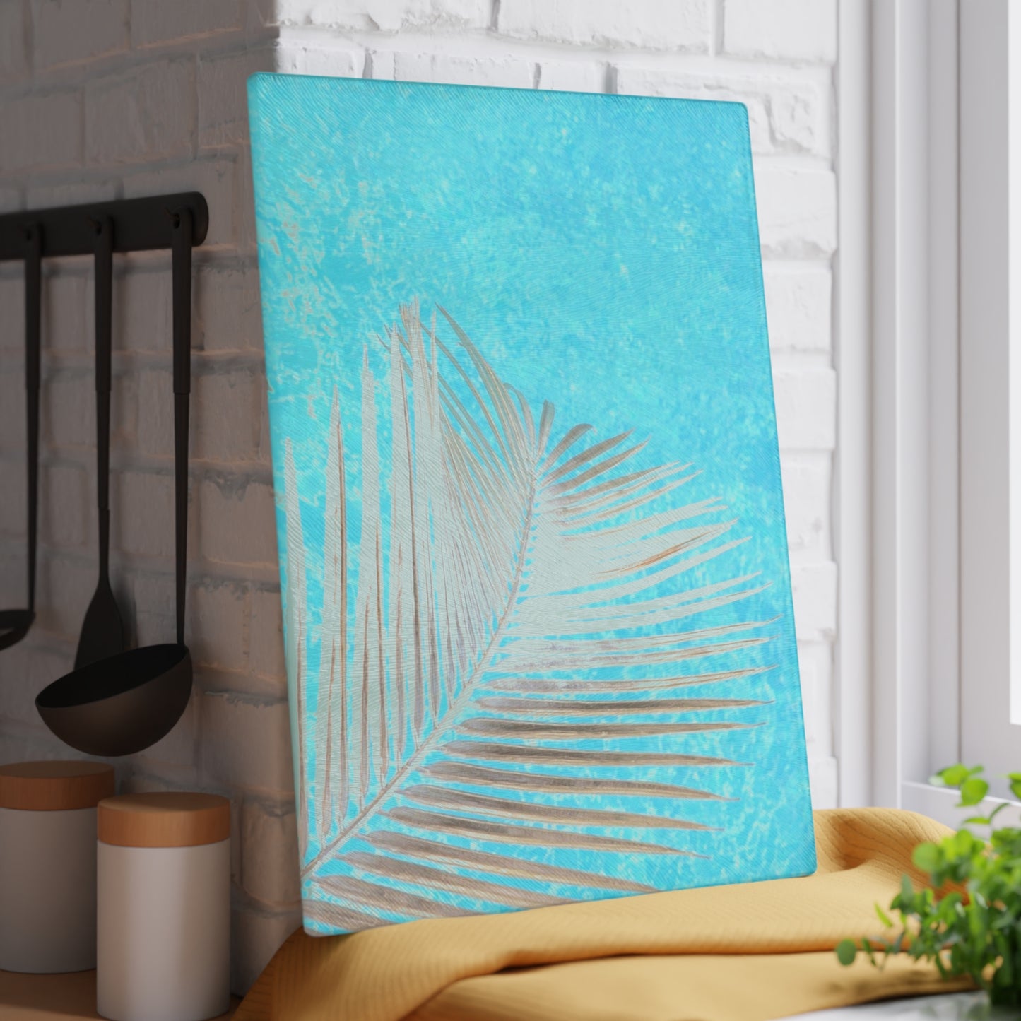 Ocean Palm Glass Cutting Board
