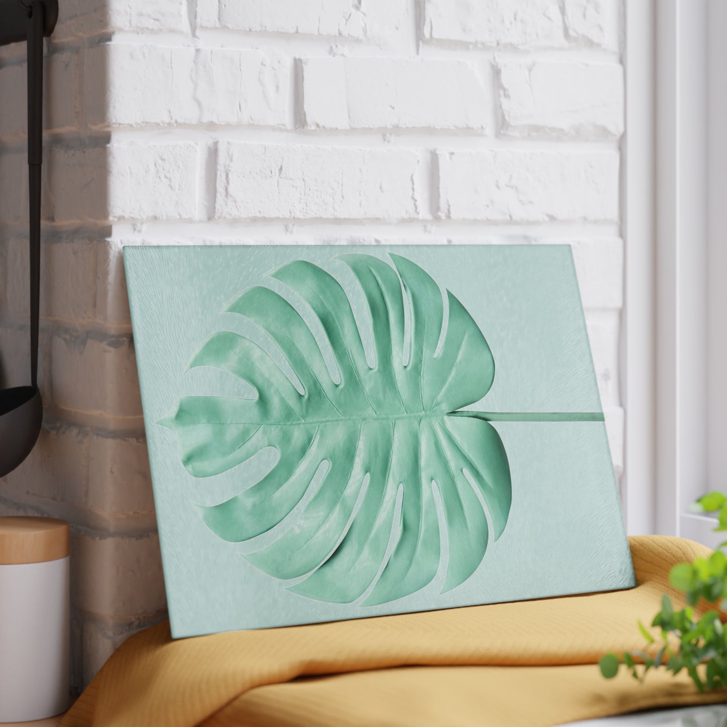 Tropical Monstera Leaf Glass Cutting Board