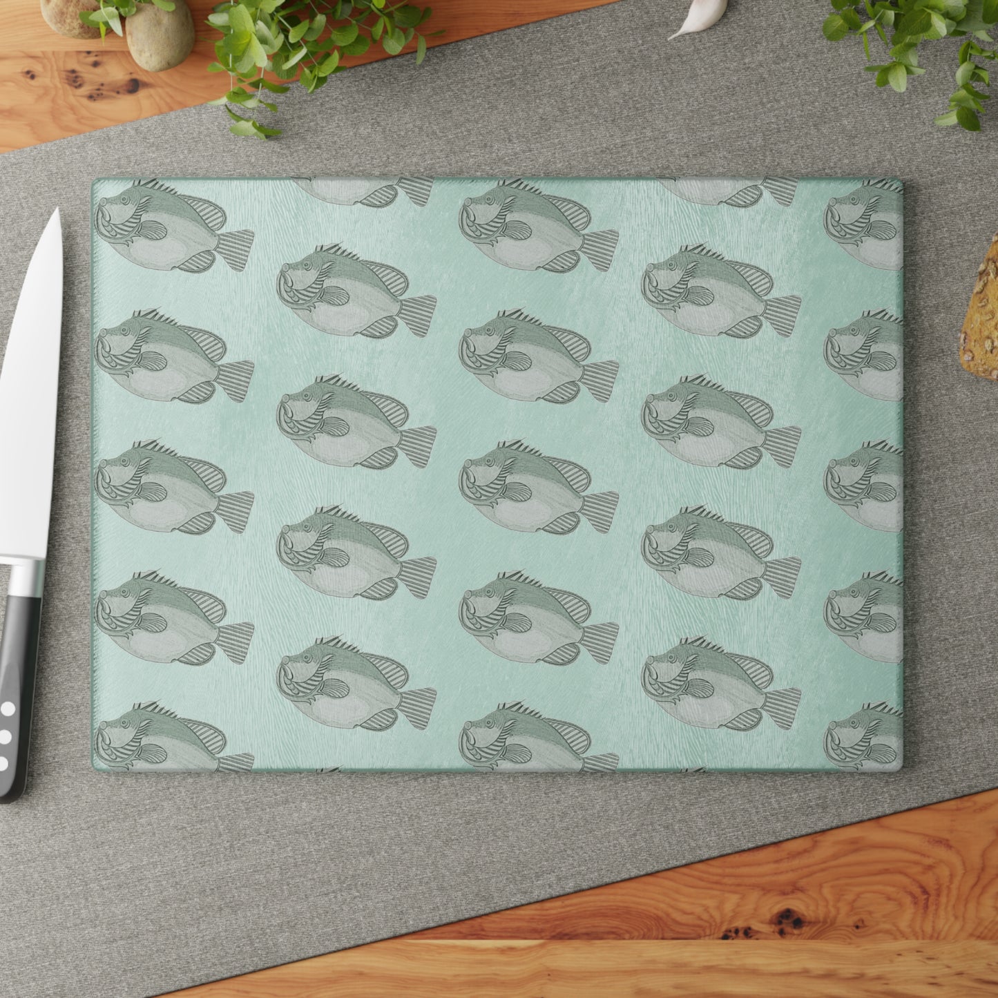 Green Fish Glass Cutting Board