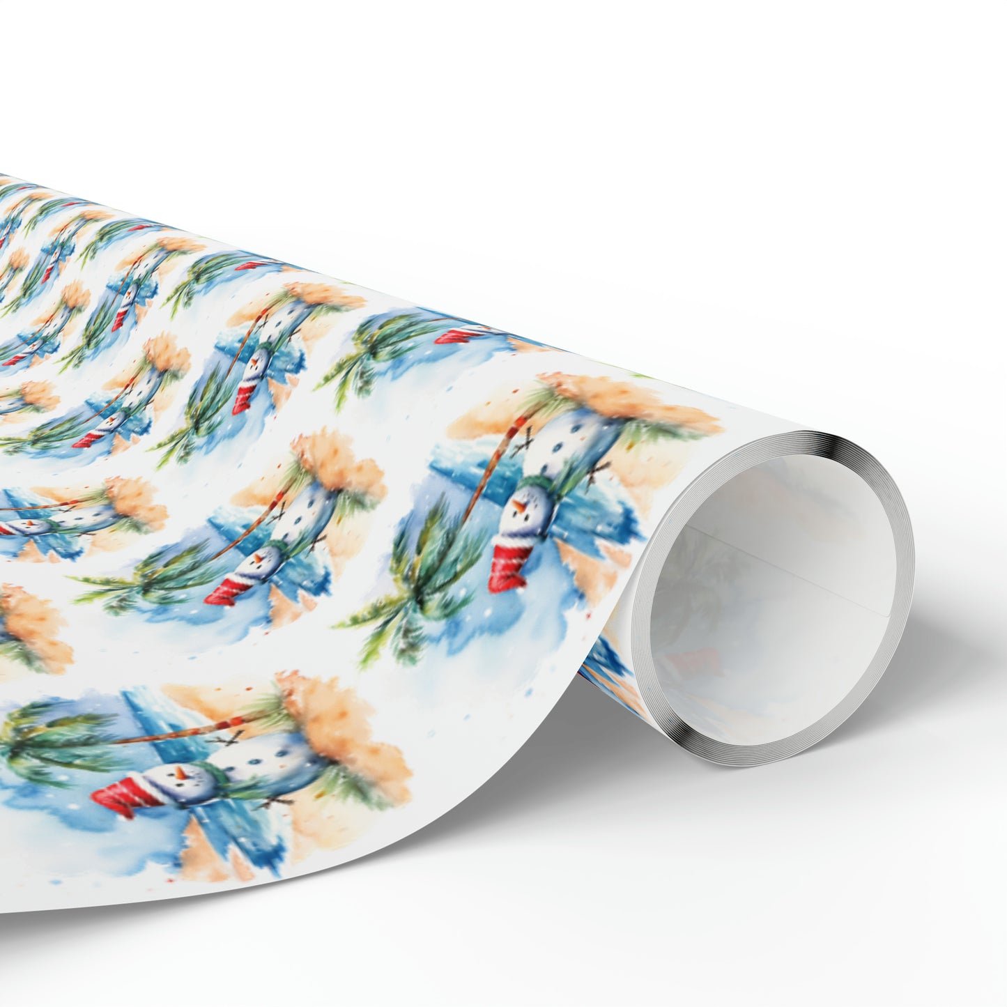 Snowman on the Beach Christmas Wrapping Paper