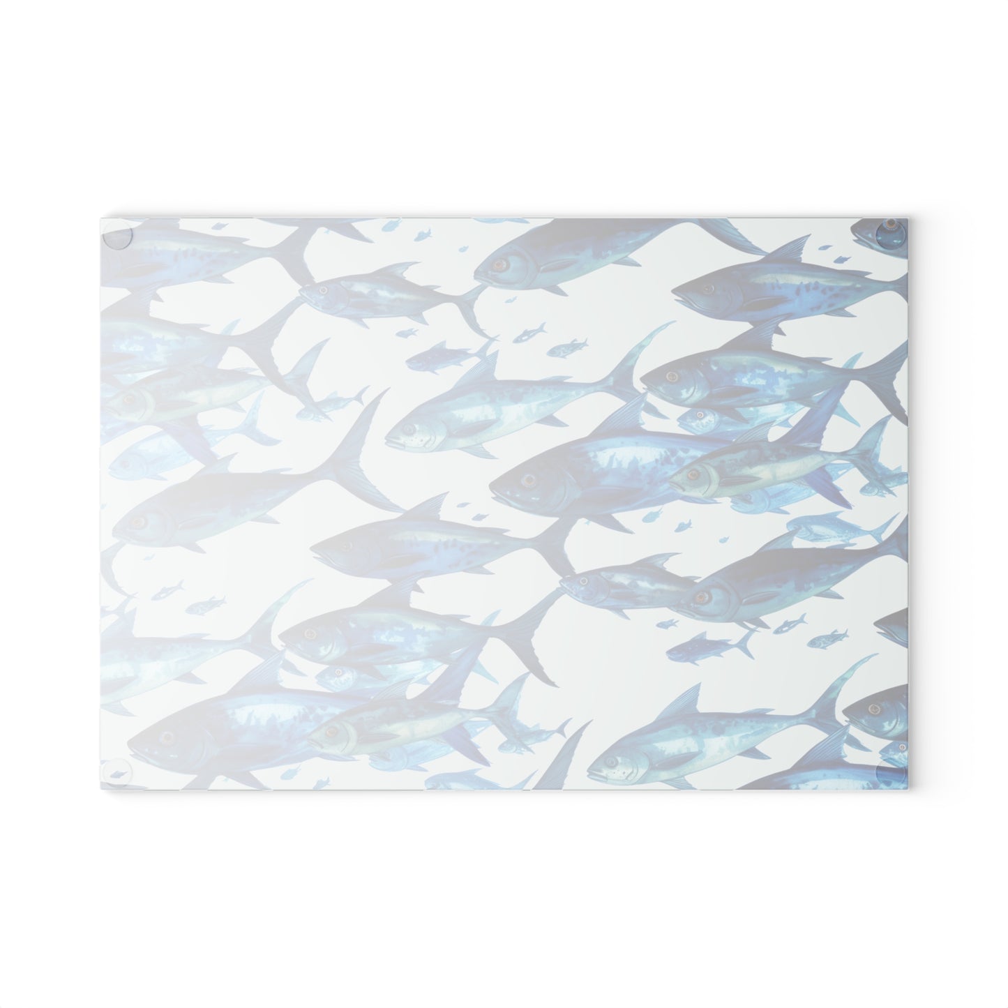 School of Blue Fish Glass Cutting Board