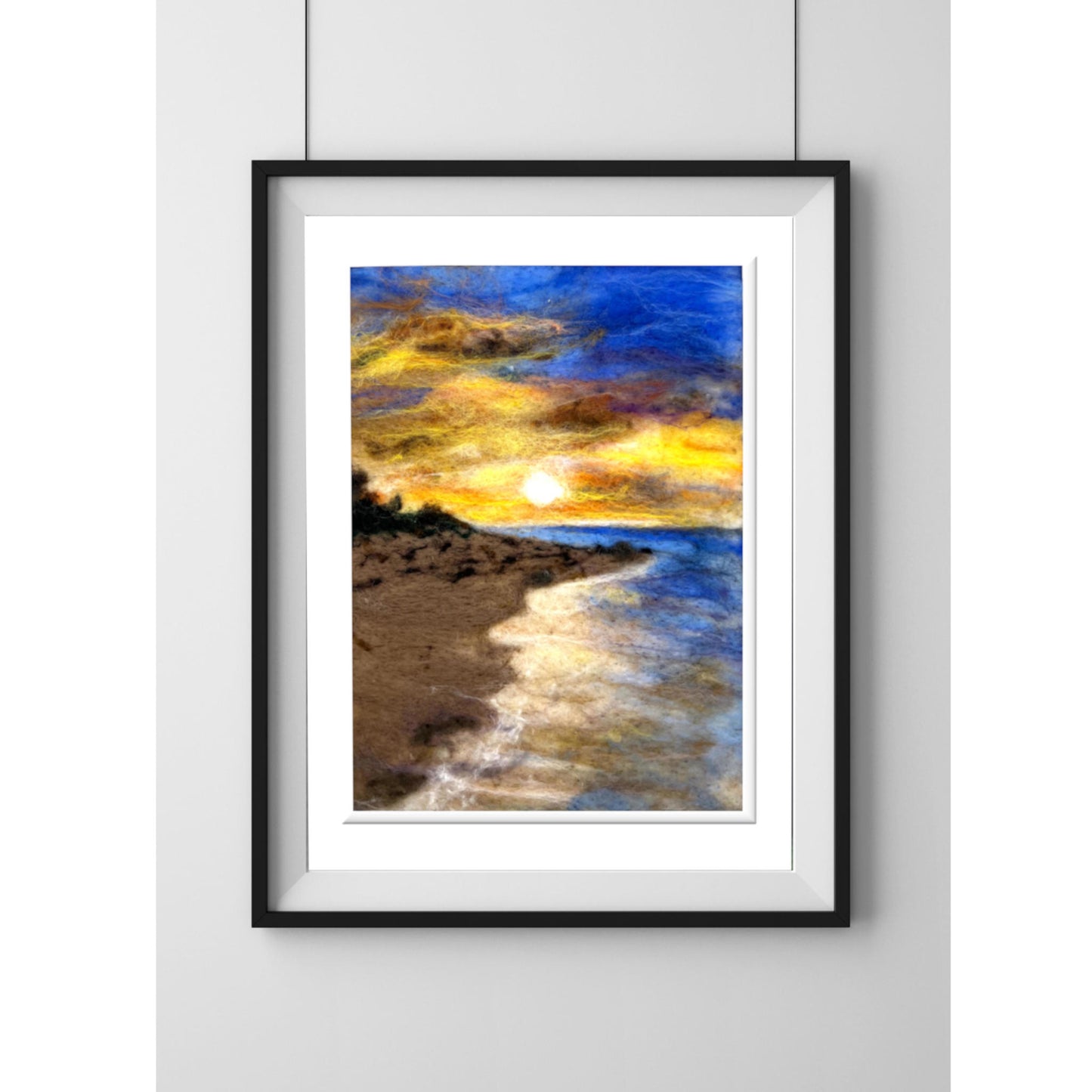 Sunset at Ka'ena Point Felted Wool Painting