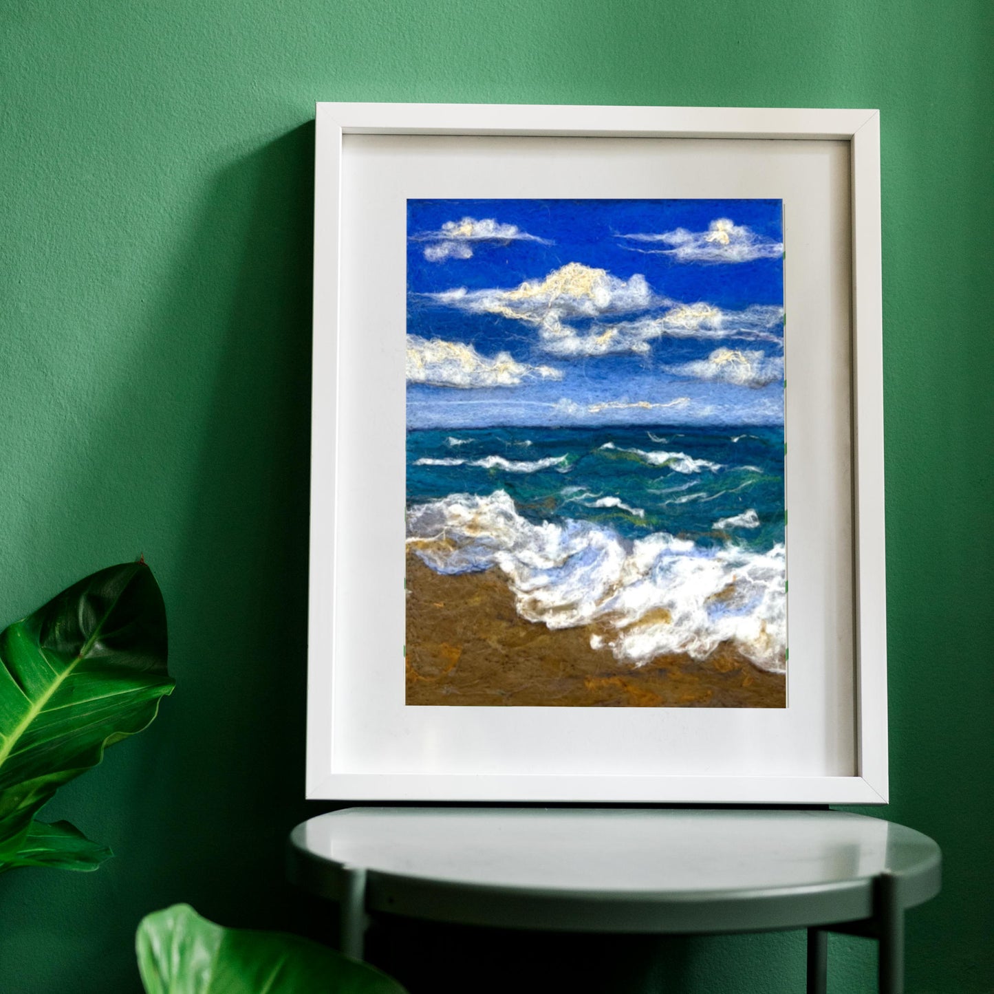 Midday Waves Felted Wool Painting