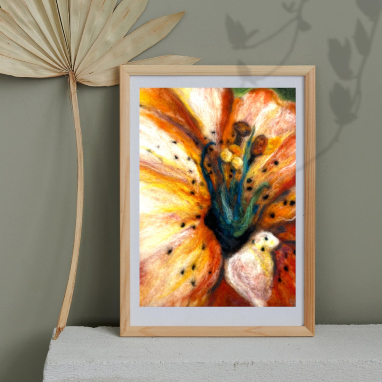 The Center Flower Felted Wool Painting