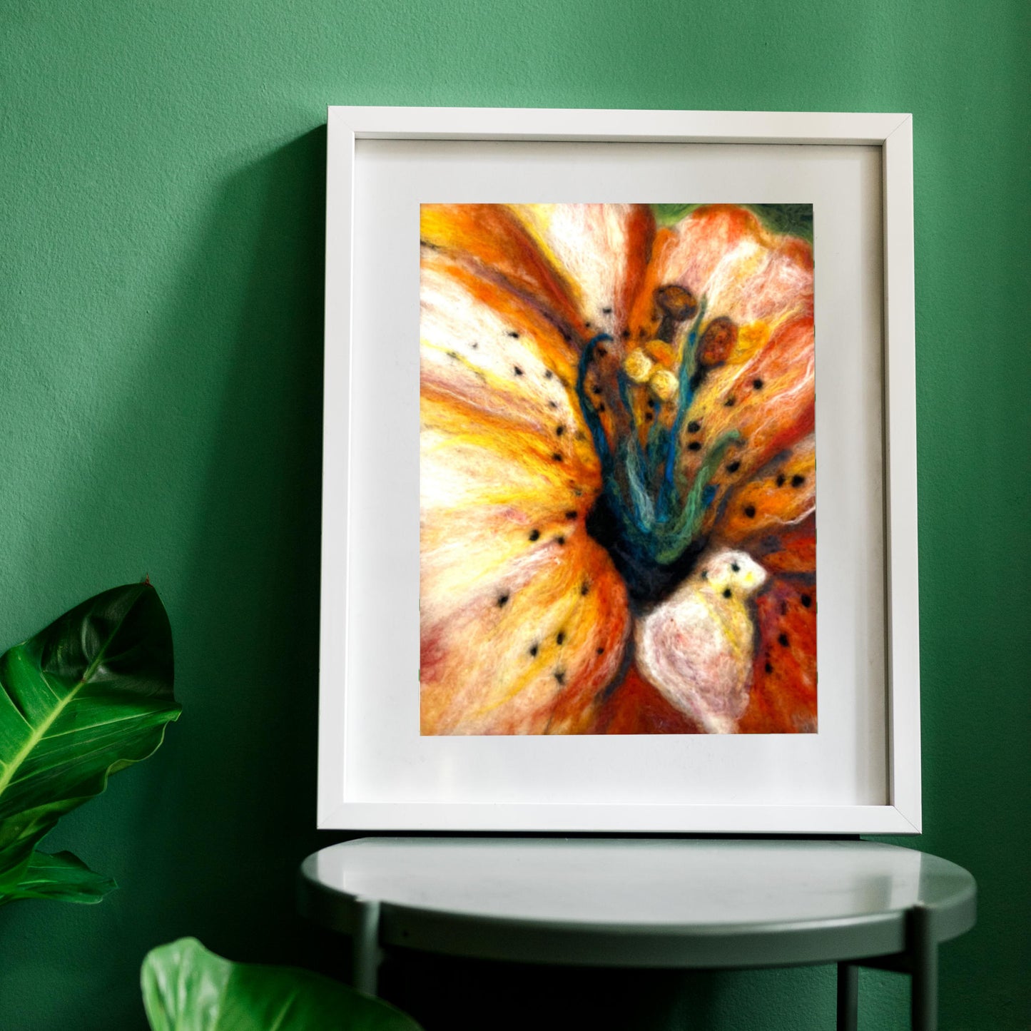 The Center Flower Felted Wool Painting