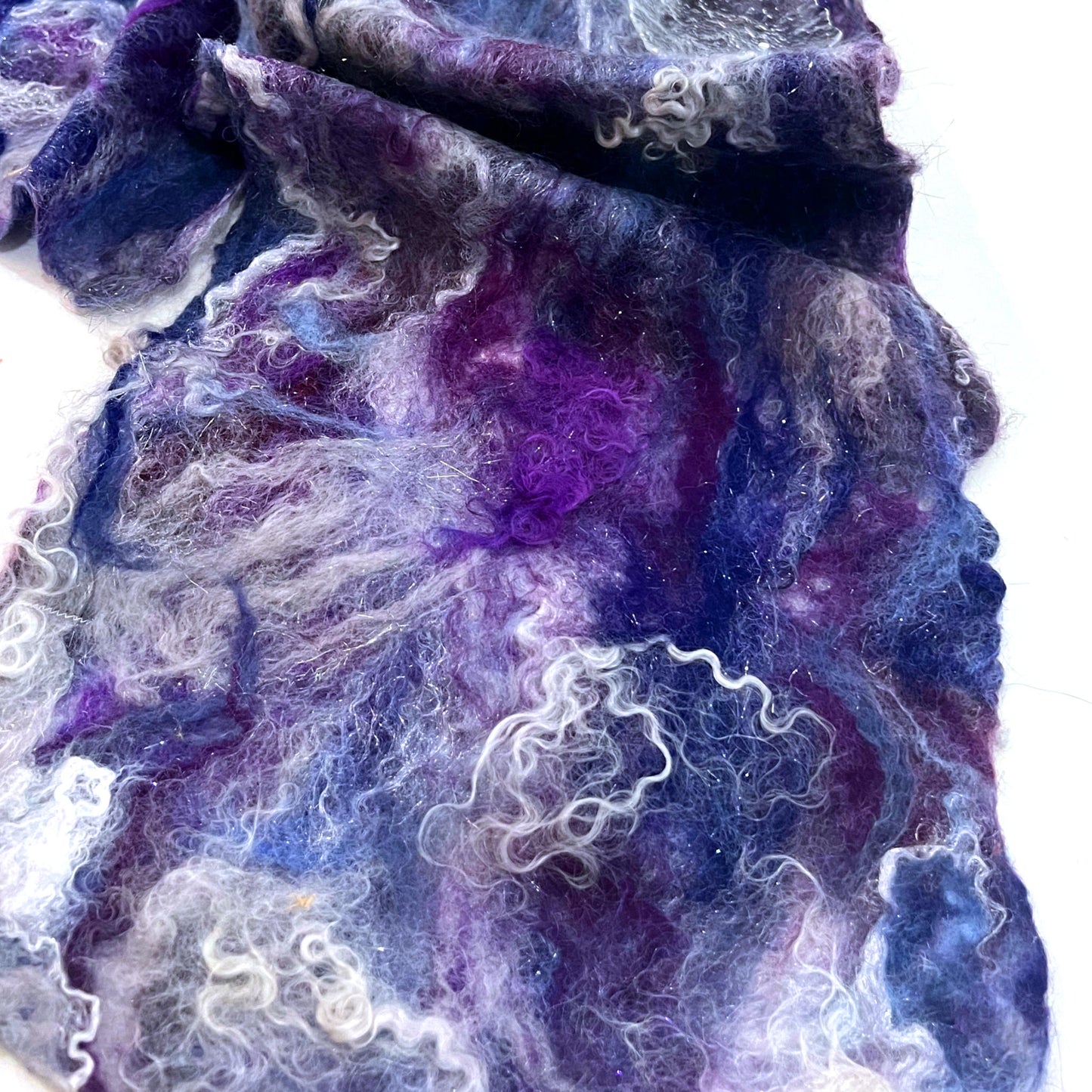 Felted Wool and Silk Table Runner - Purples and Whites