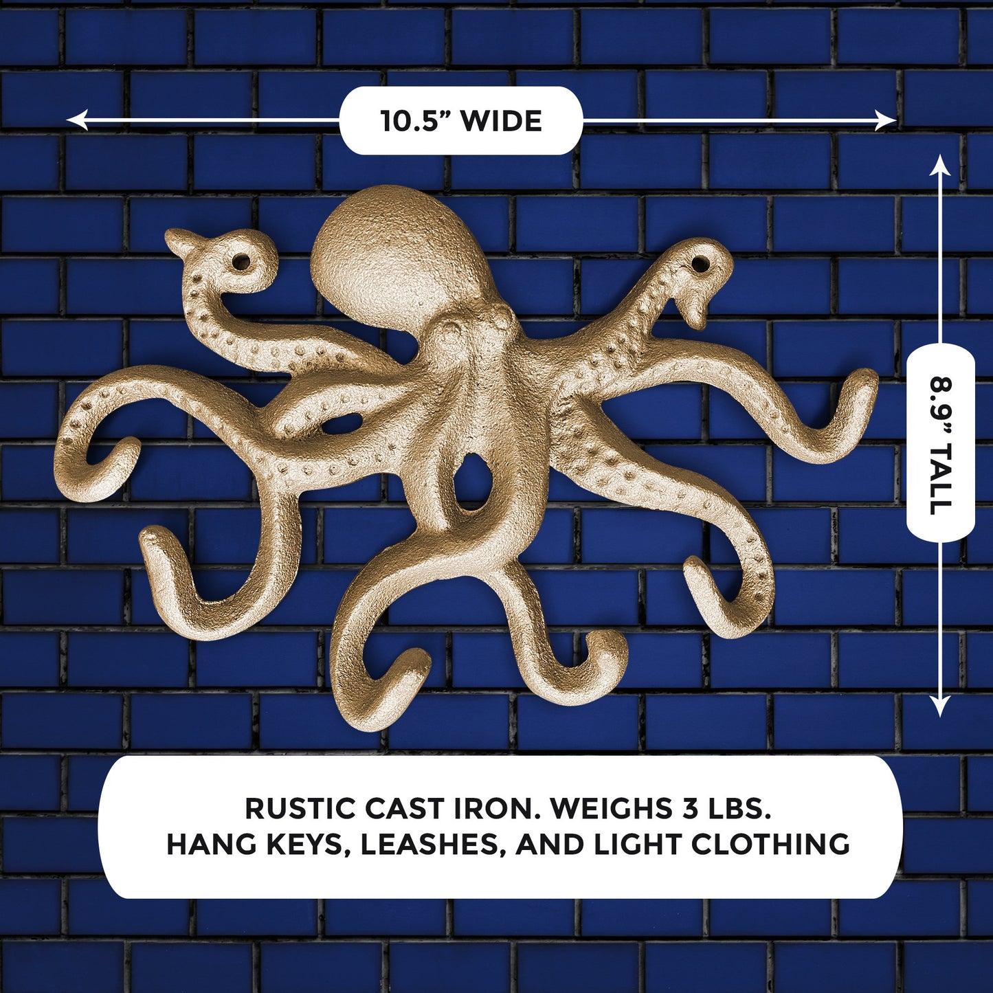 Gold Cast Iron Octopus Wall Hook