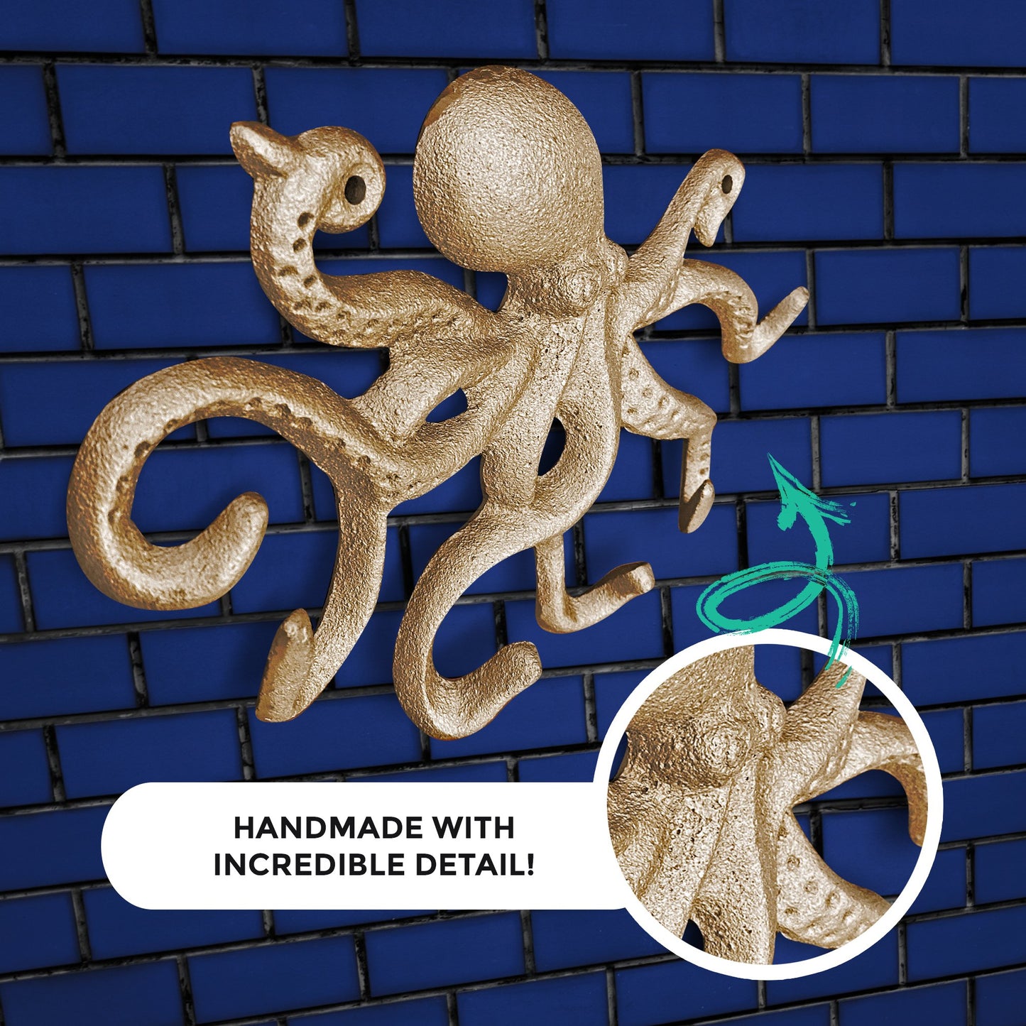 Gold Cast Iron Octopus Wall Hook