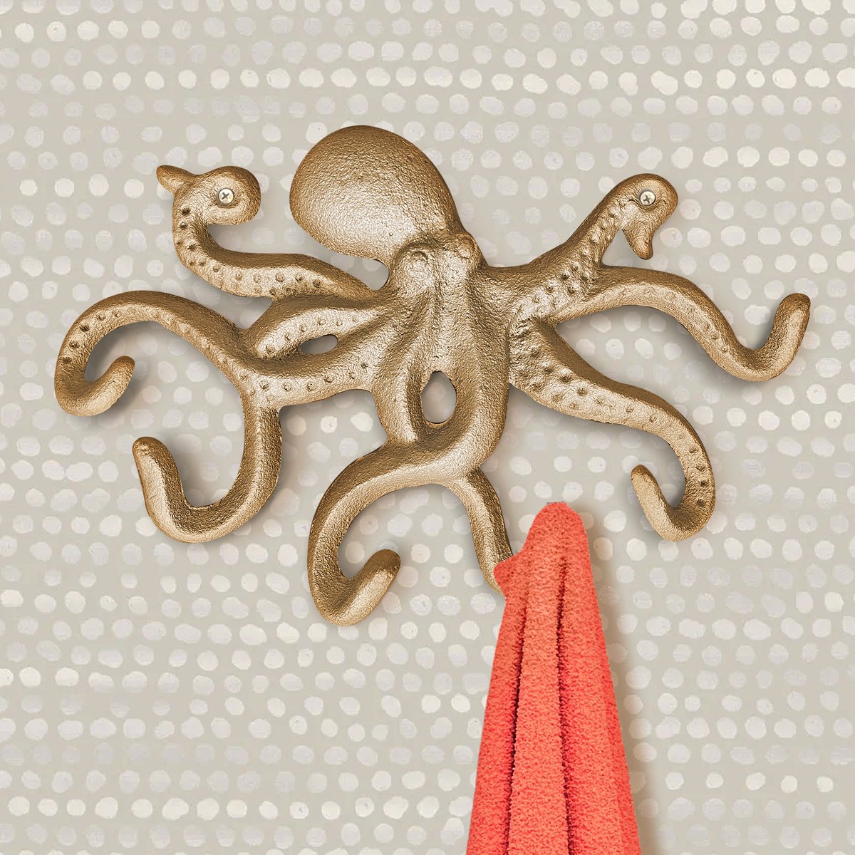 Gold Cast Iron Octopus Wall Hook
