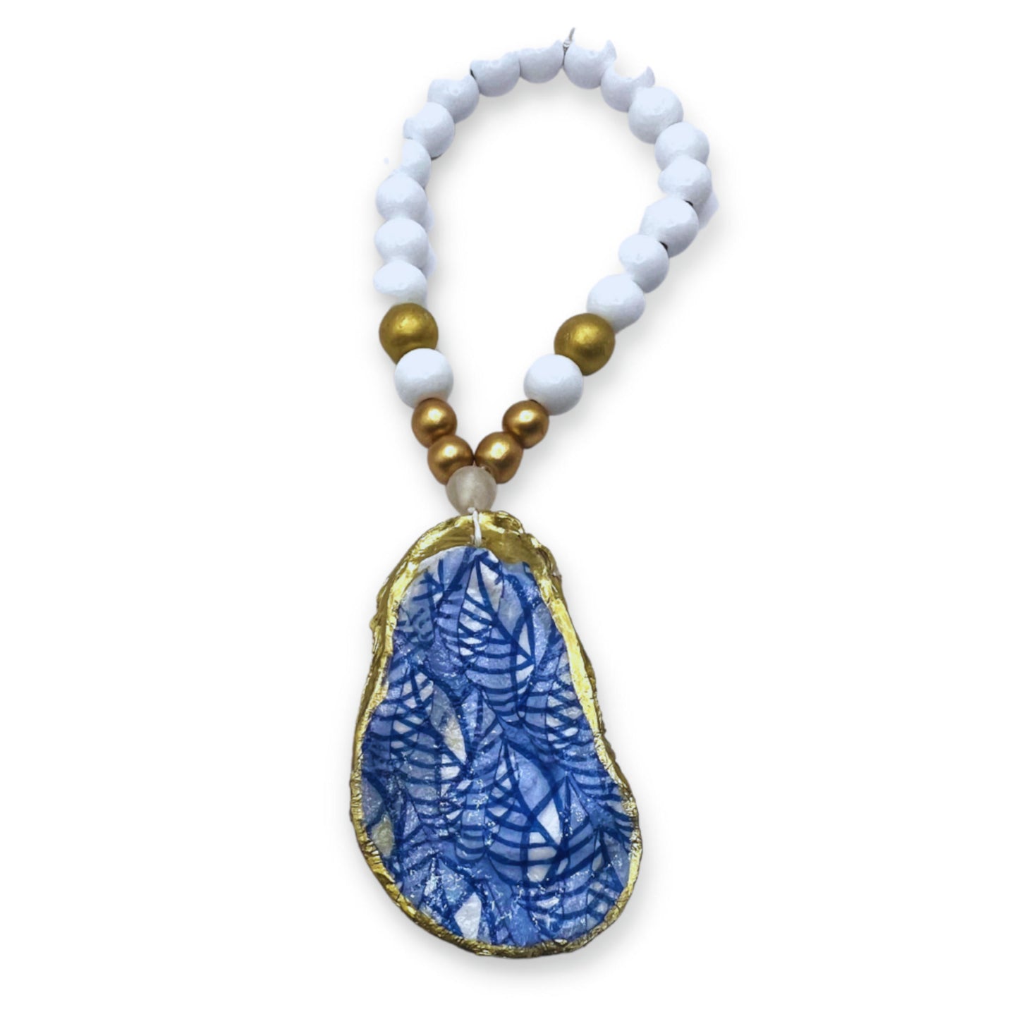 Oyster Shell Blue Blessing Beads