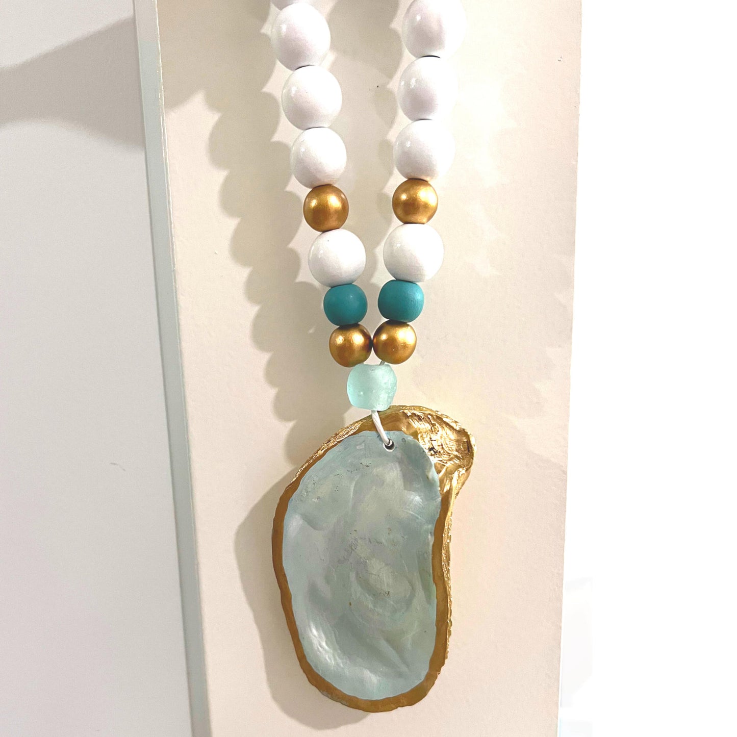 Oyster Shell Pale Aqua Blessing Beads