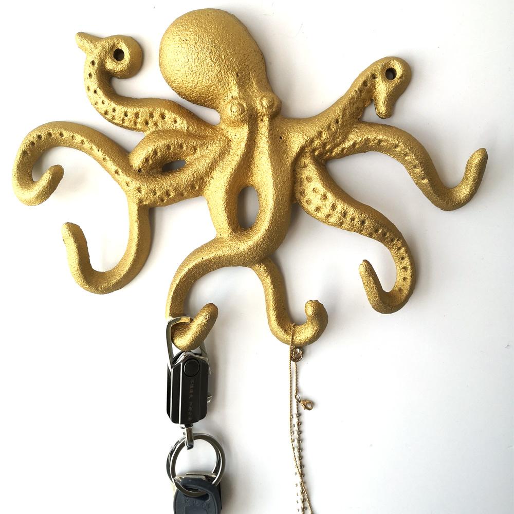 Gold Cast Iron Octopus Wall Hook