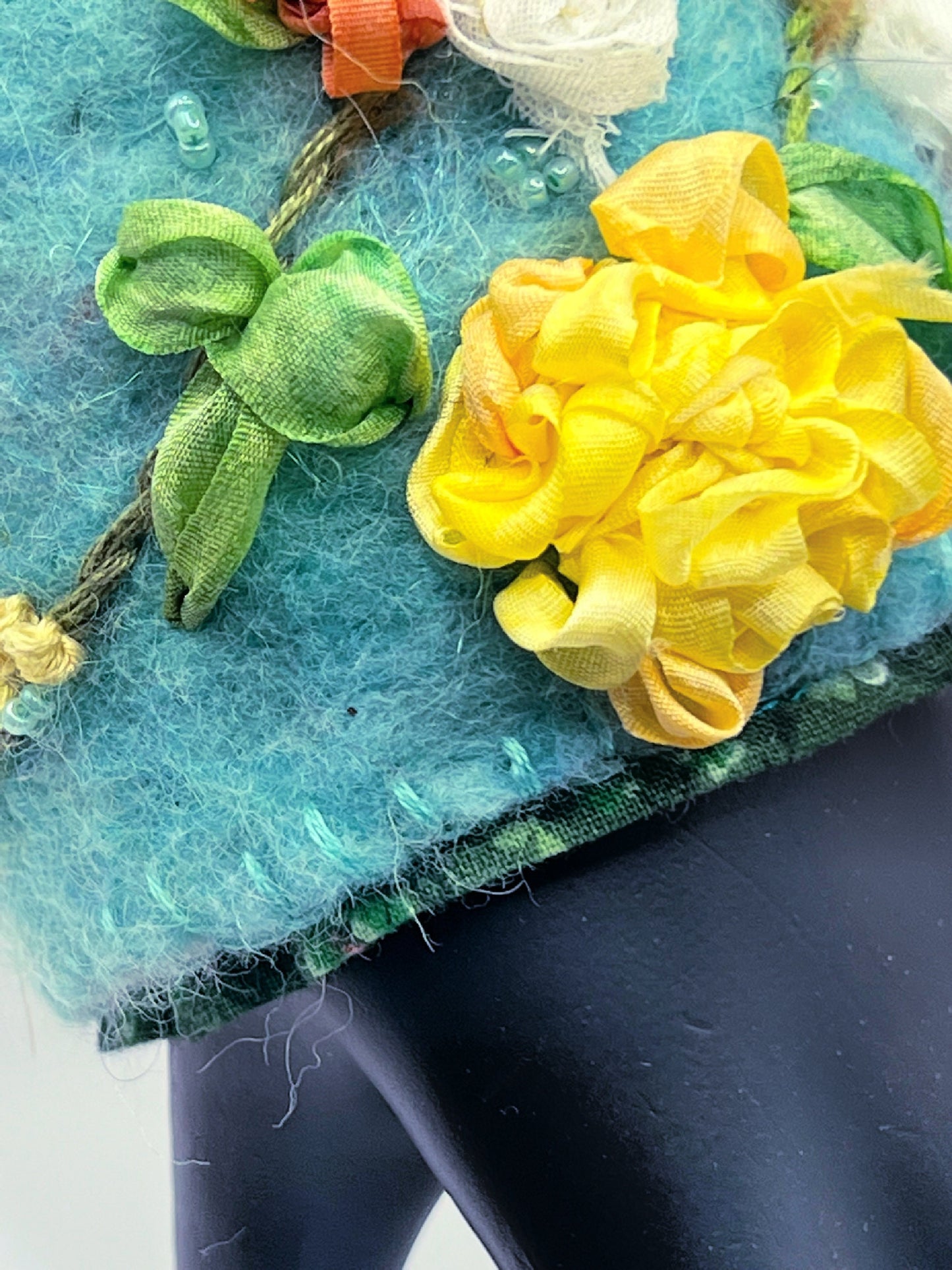 Felted Bracelet Cuff Bracelet, Wool Bracelet, Wrist Cuff, Ribbon Embroidery, Cuff Bracelet, Handmade Boho, Wool Felted Jewelry Bohemian