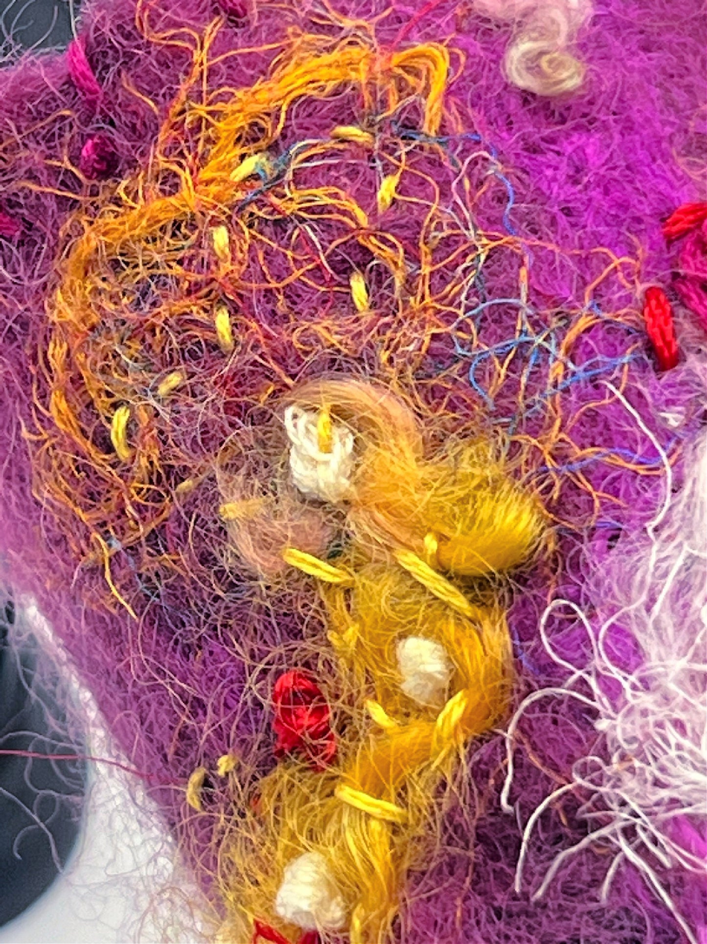 Felted Bracelet, Red Heart, Purple Yellow Cuff Bracelet, Wool Bracelet, Wrist Cuff, Cuff Bracelet, Handmade Boho, Wool Felted Bohemian