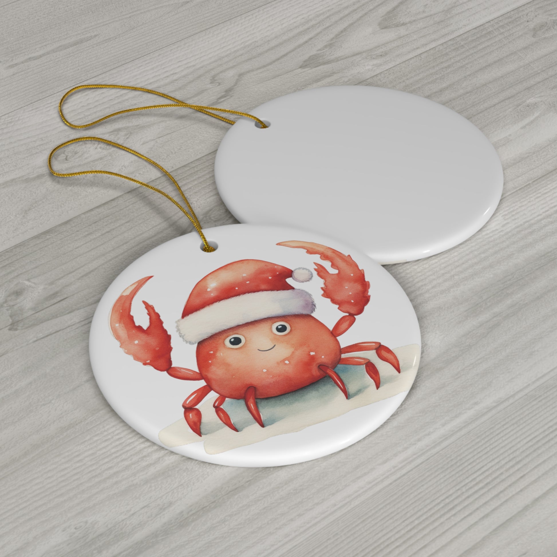 Christmas Crab Ceramic Ornament