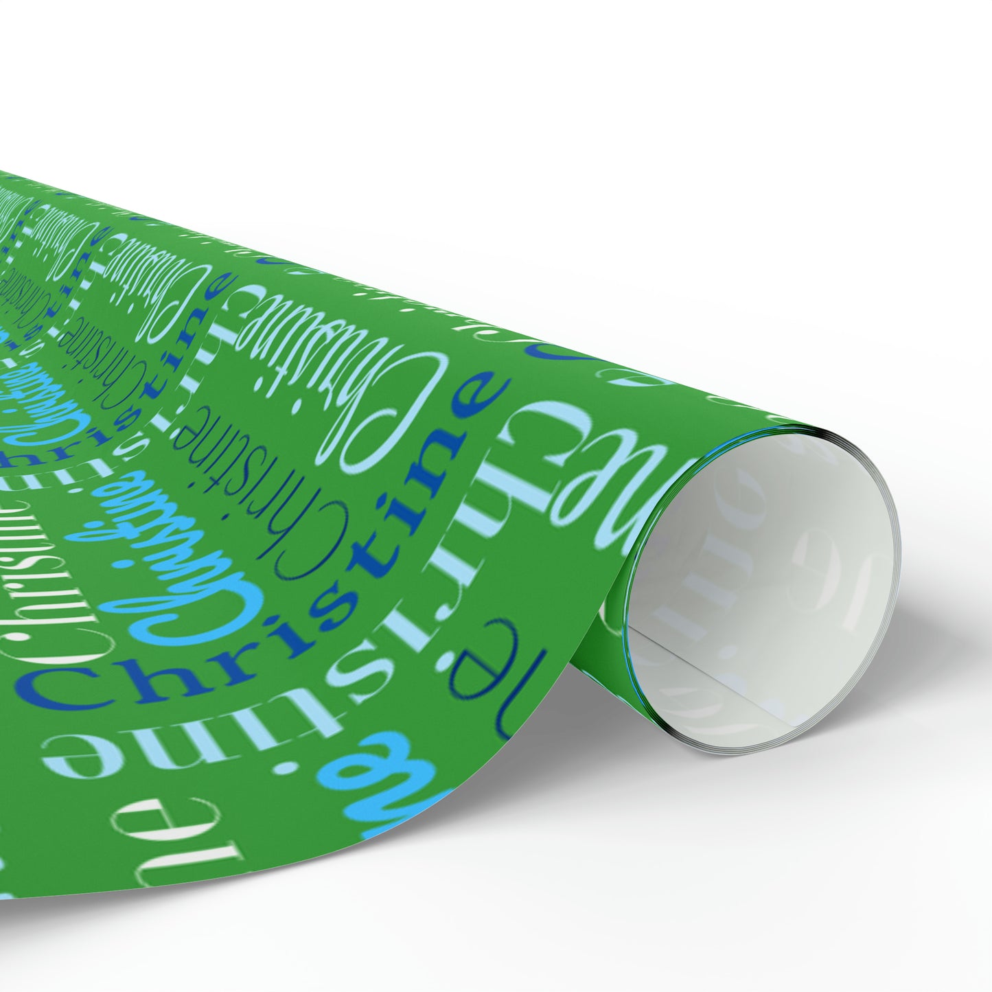 Personalized Name - Green with Blue - Wrapping Paper