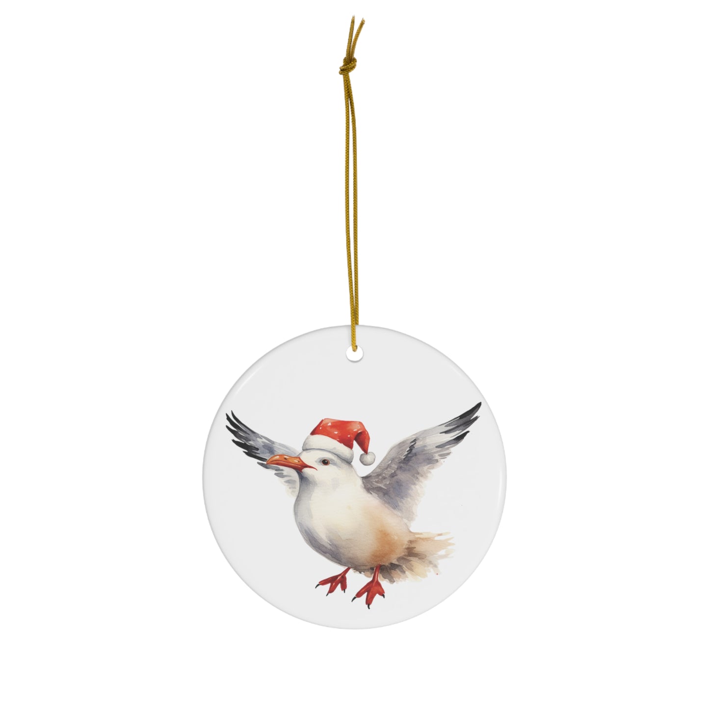 Christmas Gull Ceramic Ornament