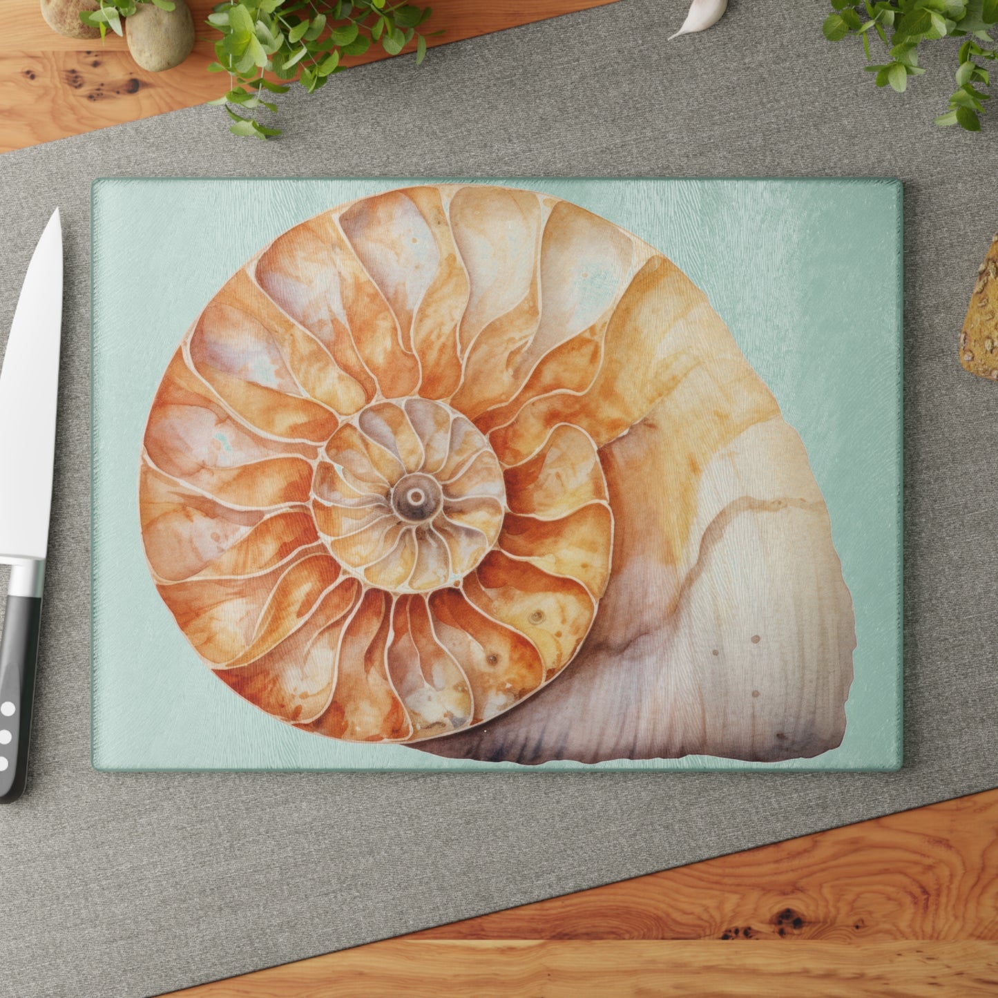 Nautilus Shell Glass Cutting Board