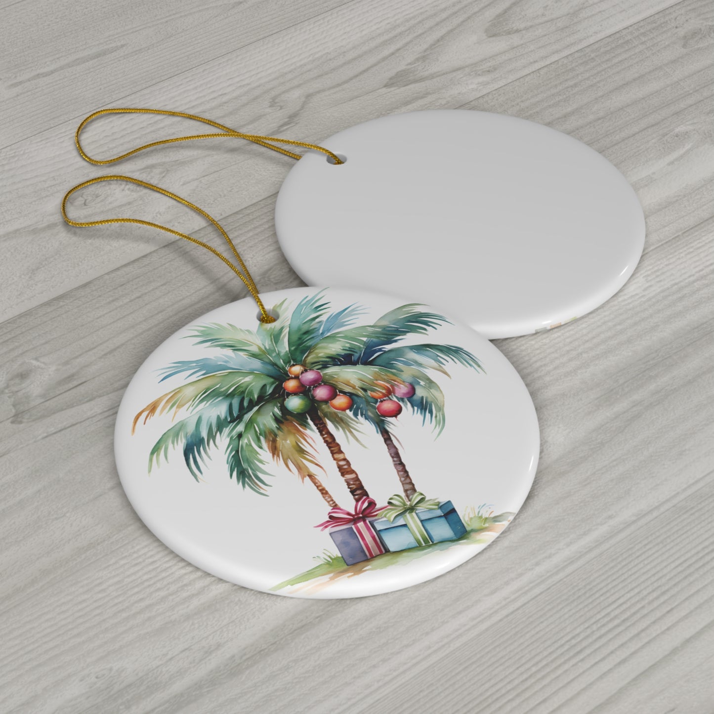 Christmas Palm Trees Ceramic Ornament