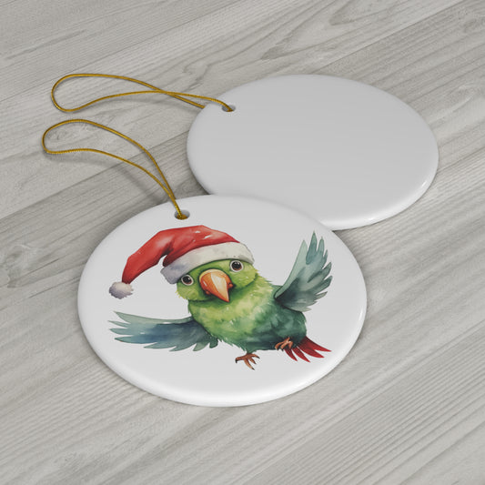 Christmas Parrot Ceramic Ornament