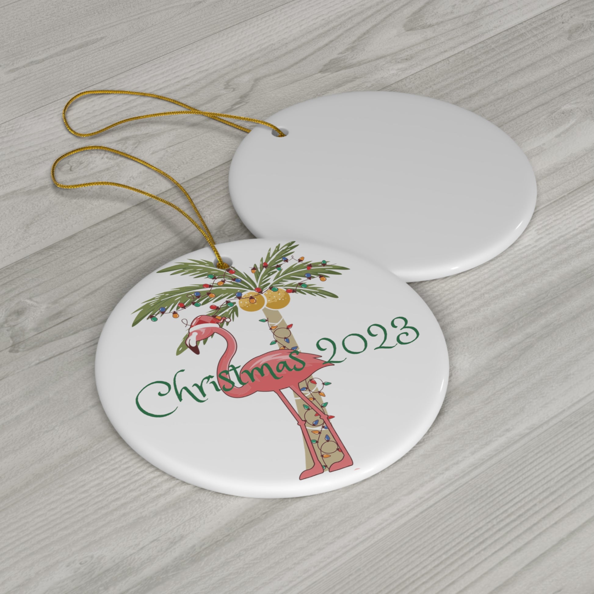 Flamingo 2023 Christmas Ceramic Ornament