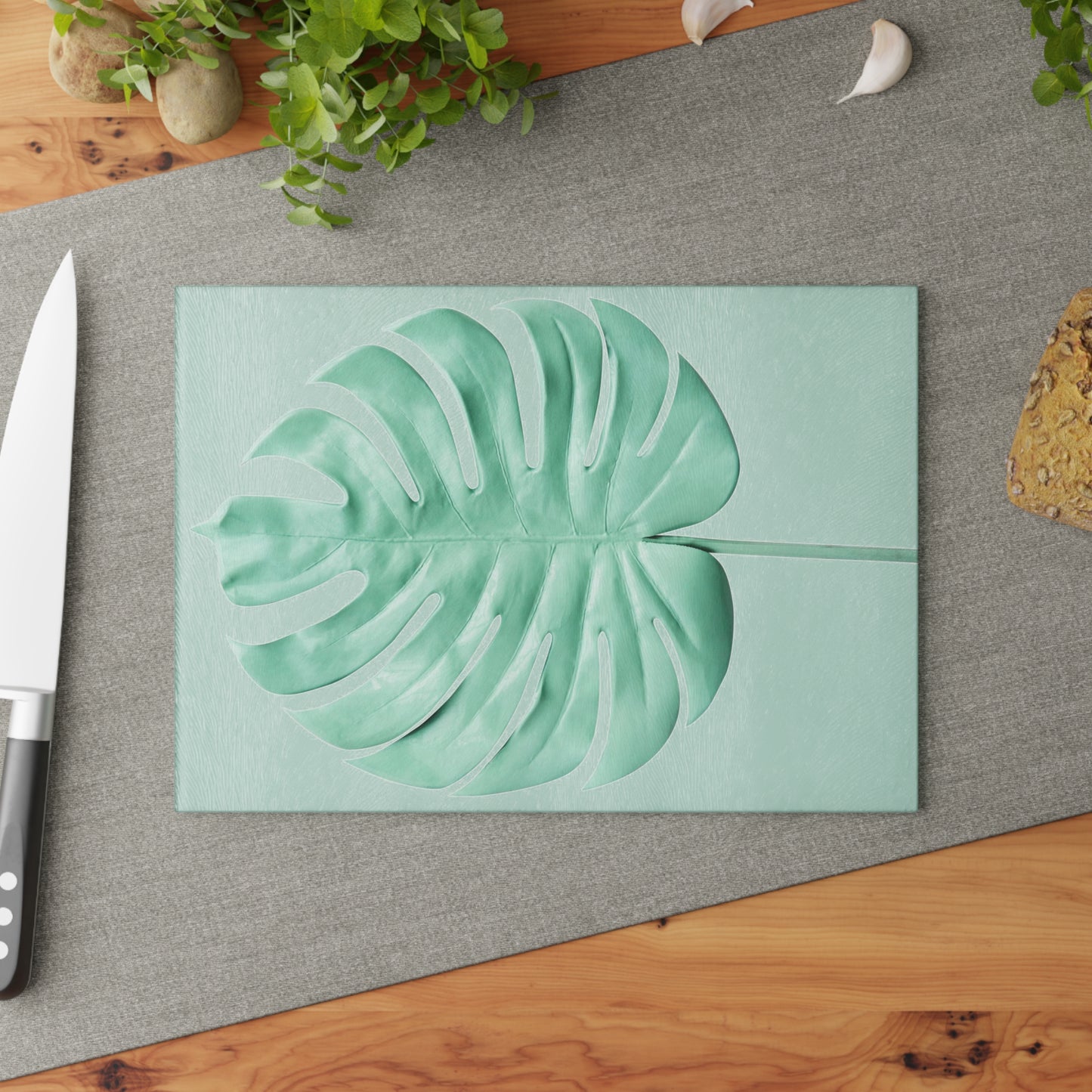 Tropical Monstera Leaf Glass Cutting Board