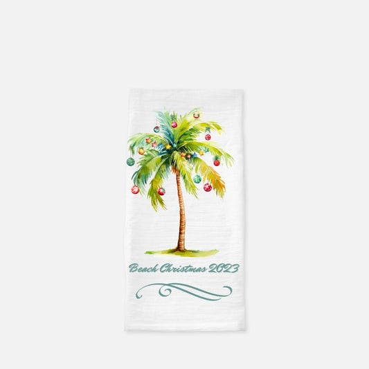 Personalized Decorated Palm Tree Tea Towel, Dish, Kitchen Towel, Flour Sack Towel, Gift, Wedding Gift Towel, Bar Towel