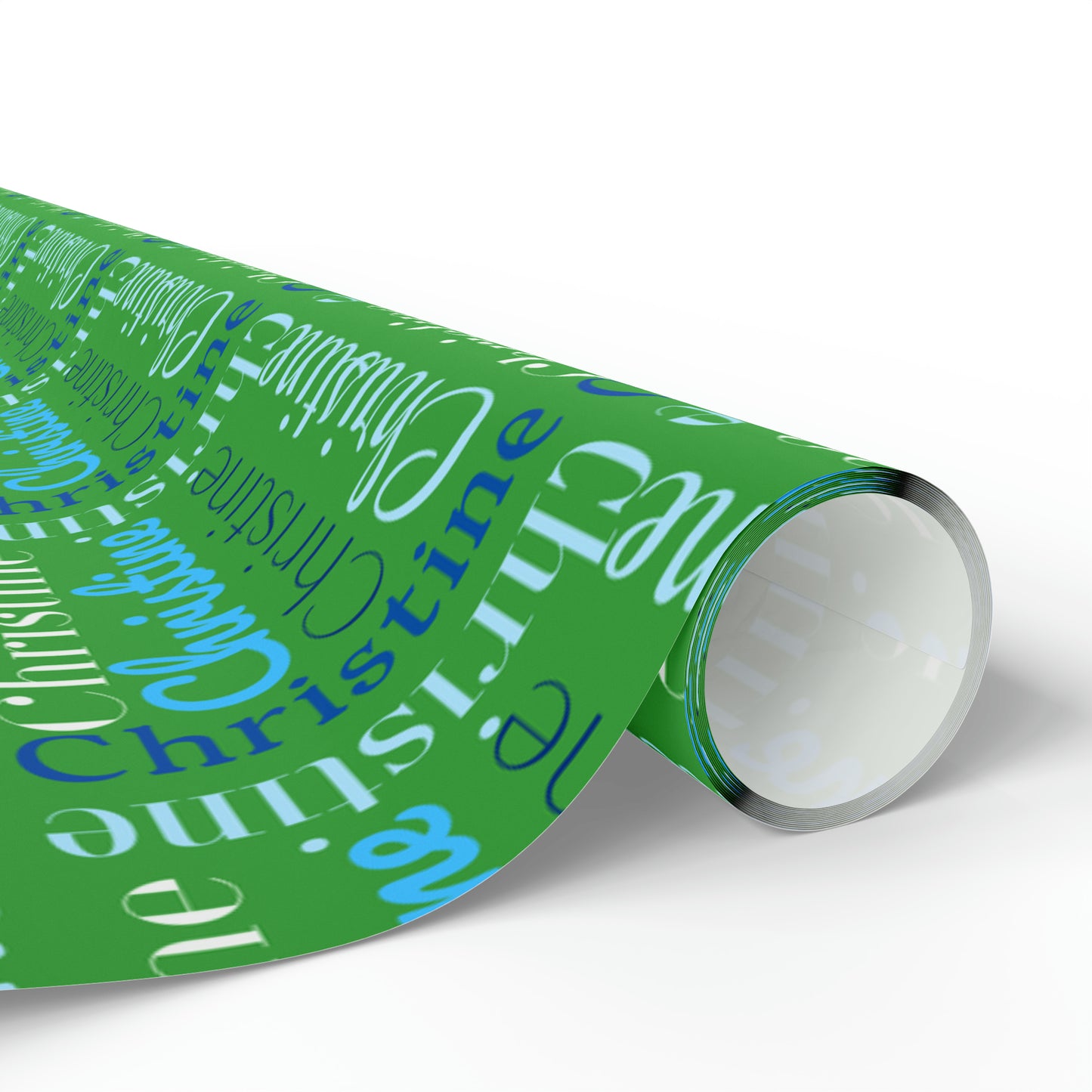 Personalized Name - Green with Blue - Wrapping Paper