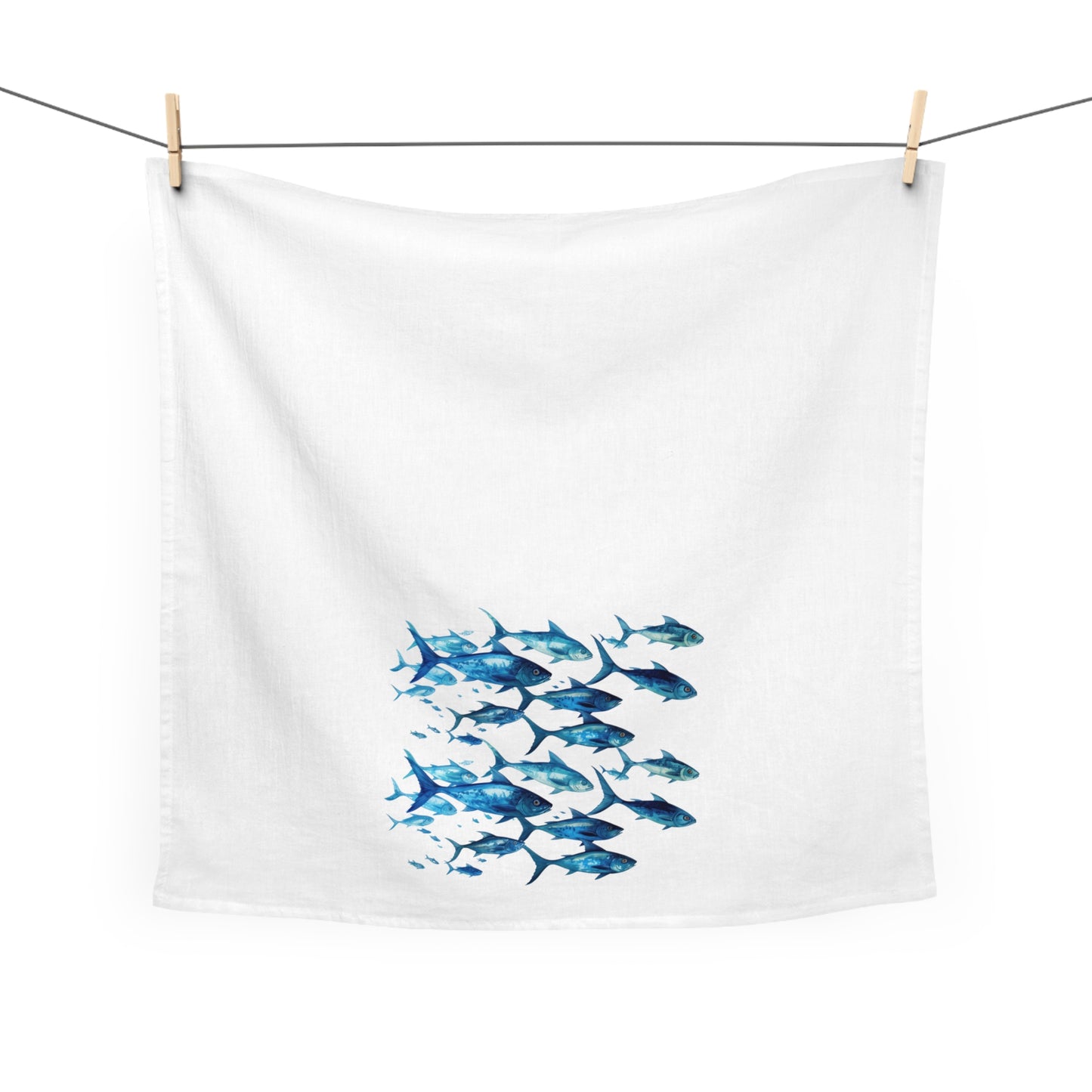 School of Blue Fish Tea Towel