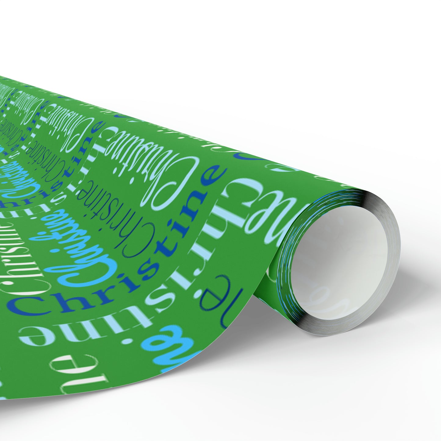 Personalized Name - Green with Blue - Wrapping Paper