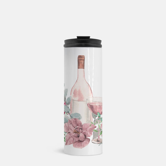 Flowers and Wine Thermal Tumbler 16 oz.