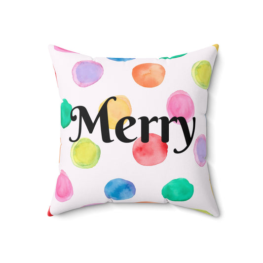 Merry Watercolor Holiday Throw Pillow