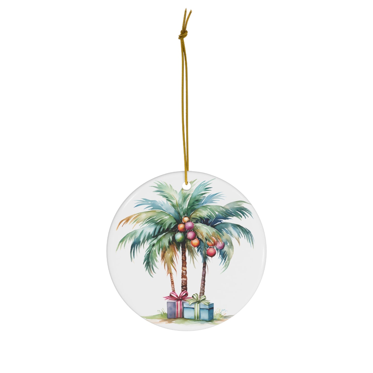 Christmas Palm Trees Ceramic Ornament