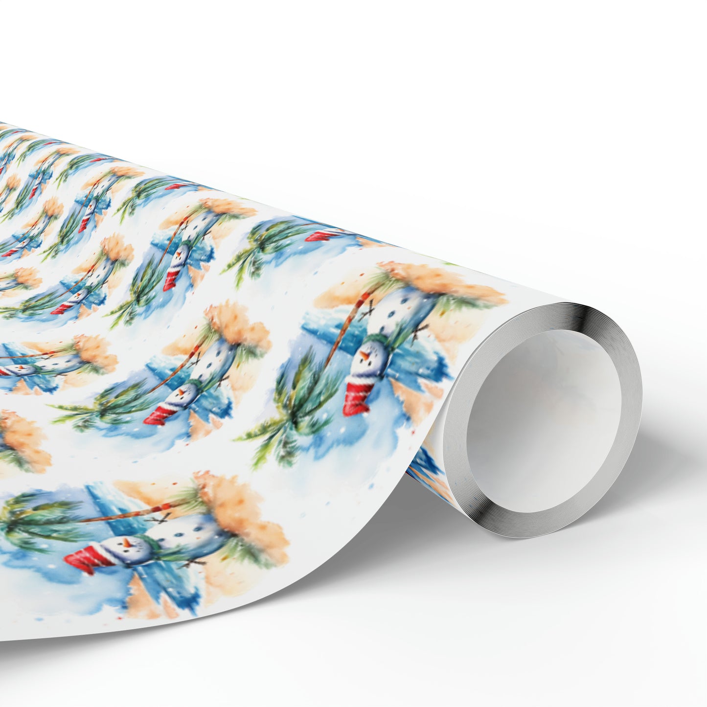 Snowman on the Beach Christmas Wrapping Paper