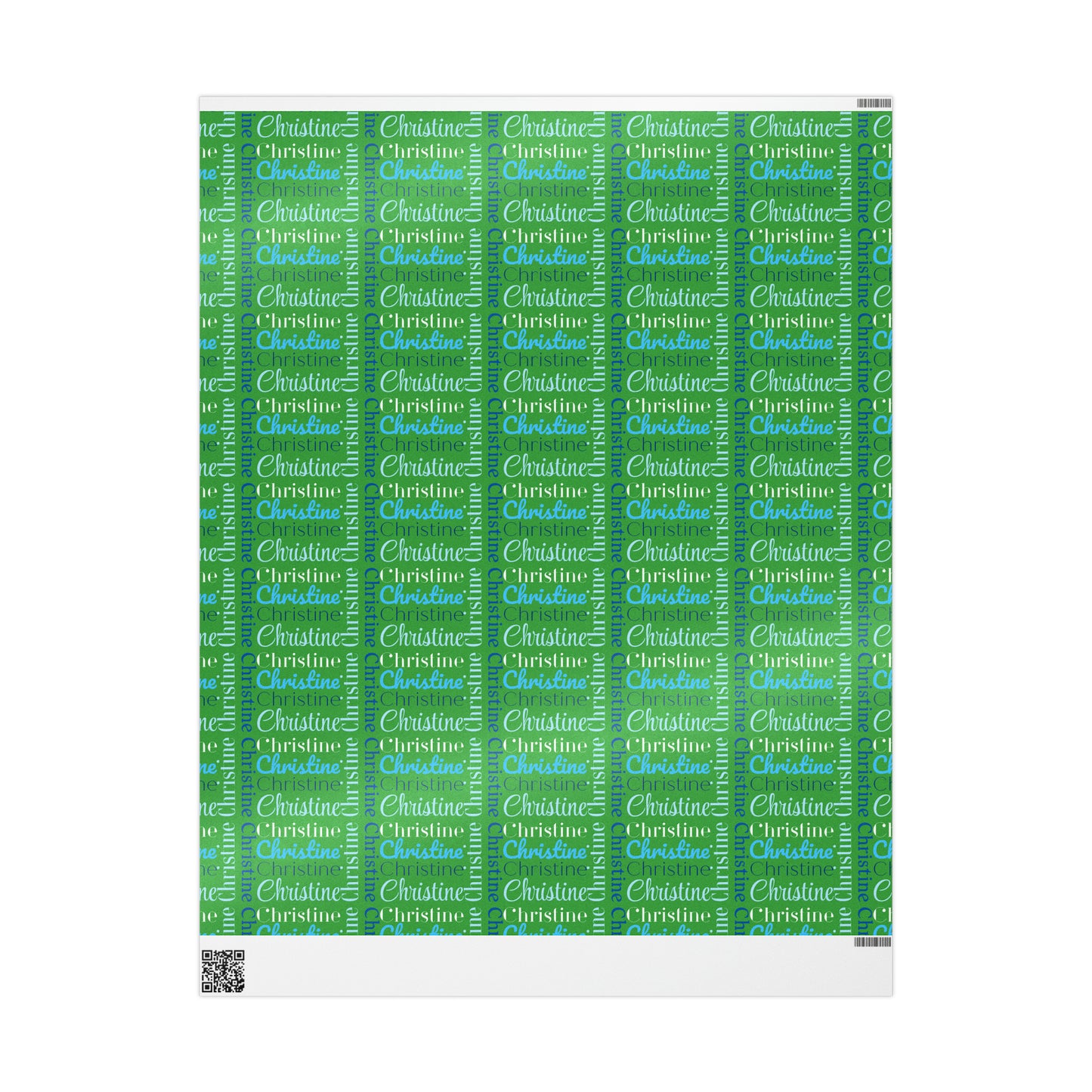 Personalized Name - Green with Blue - Wrapping Paper