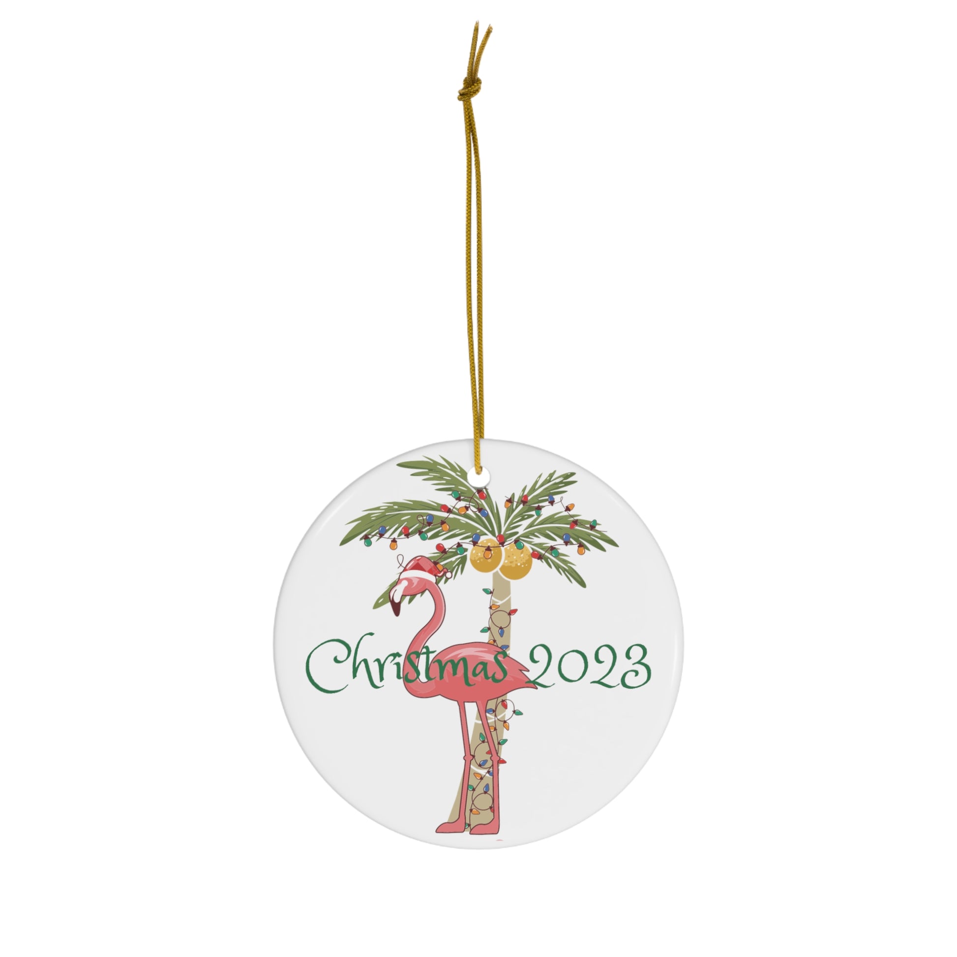 Flamingo 2023 Christmas Ceramic Ornament