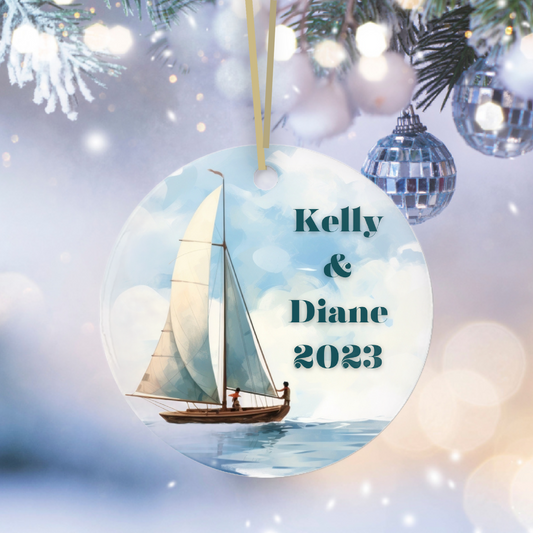 Sailing Personalized Porcelain Ornaments