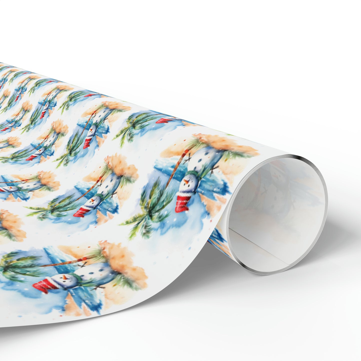 Snowman on the Beach Christmas Wrapping Paper