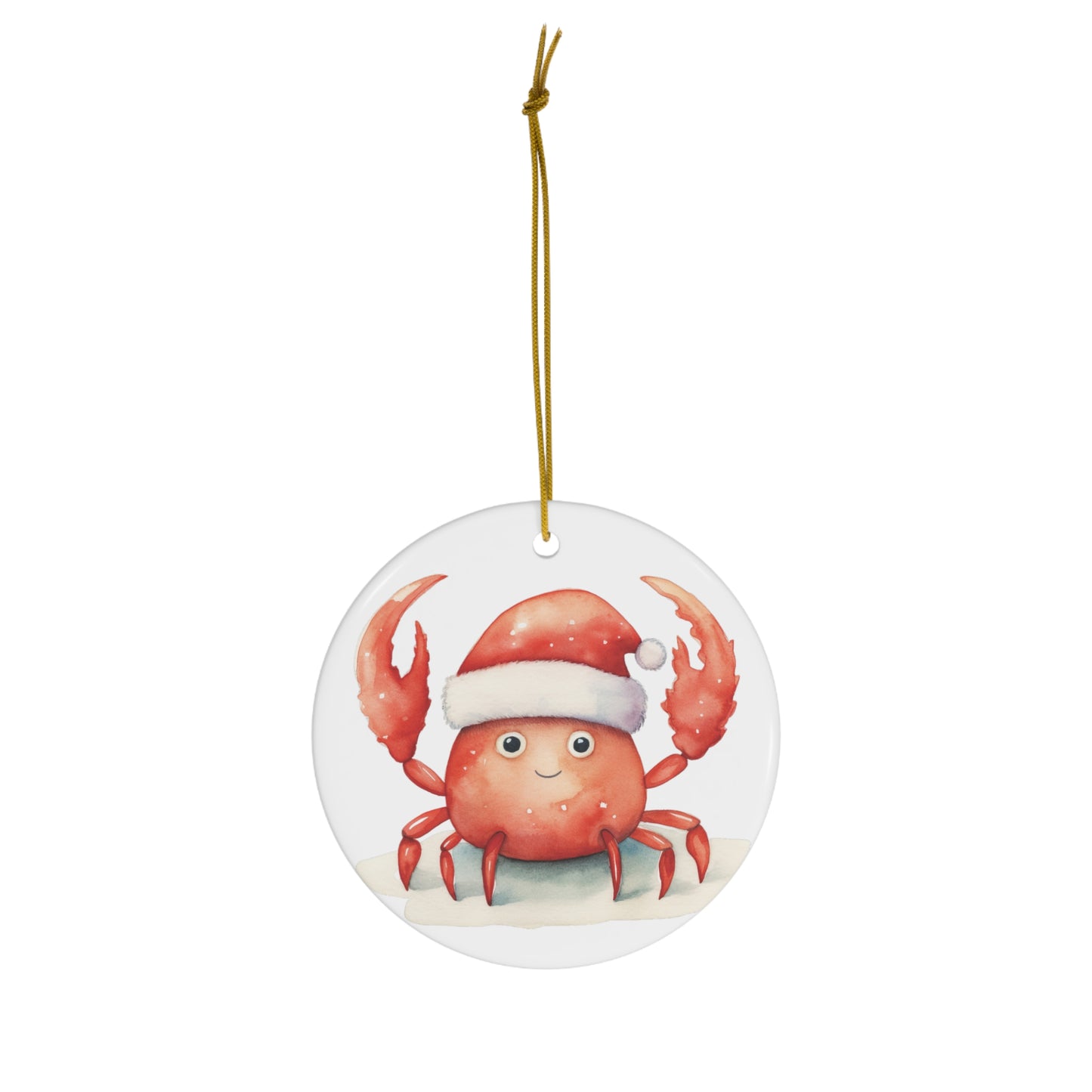 Christmas Crab Ceramic Ornament