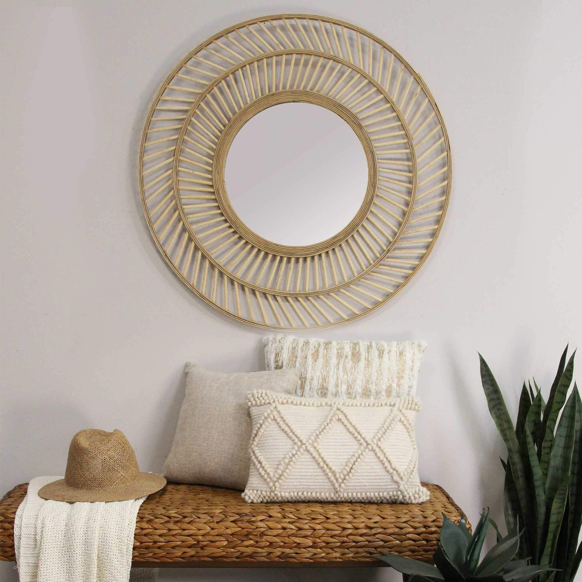 Coastal Casual Woven Wicker Wall Mirror