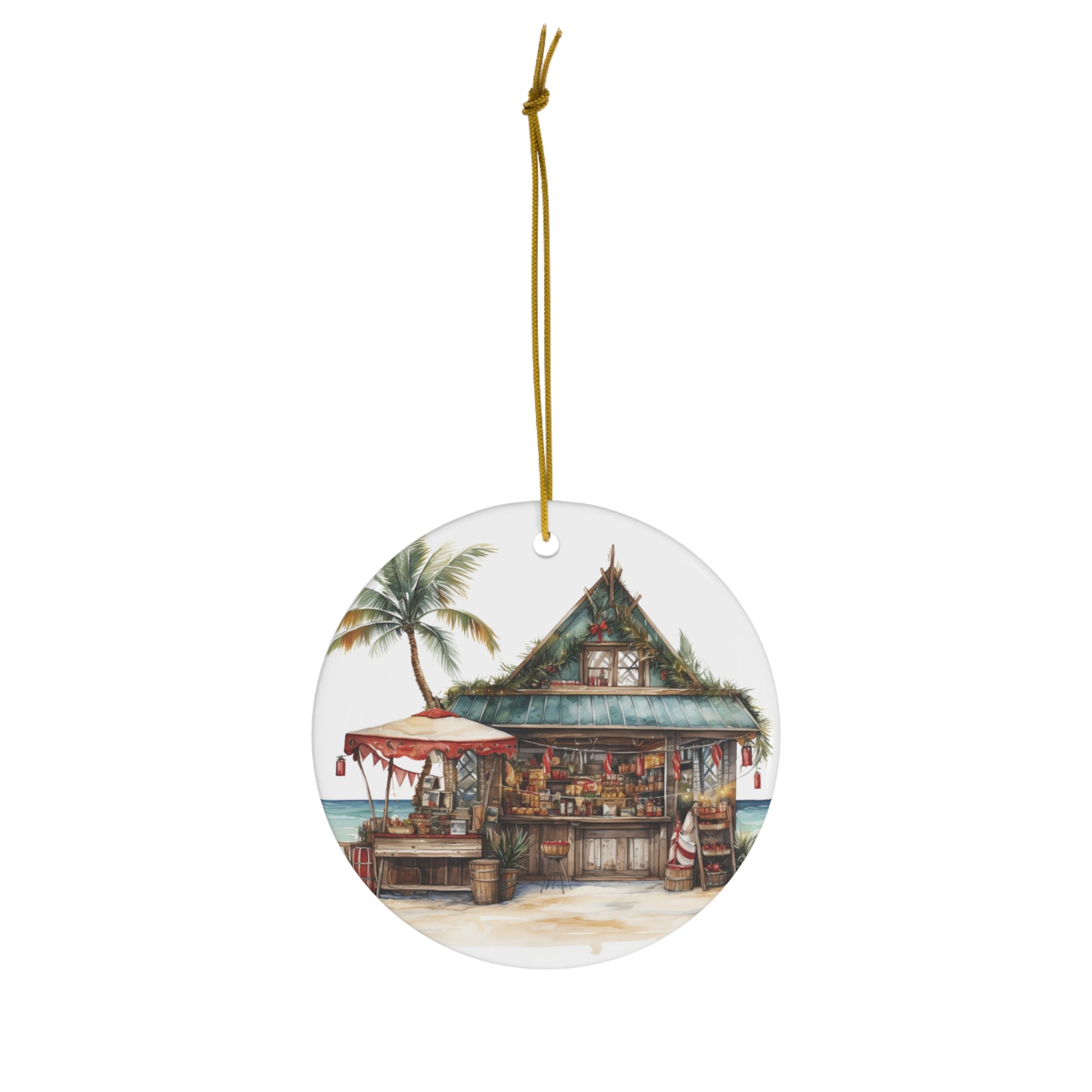 Christmas Beach Bar Ceramic Ornament