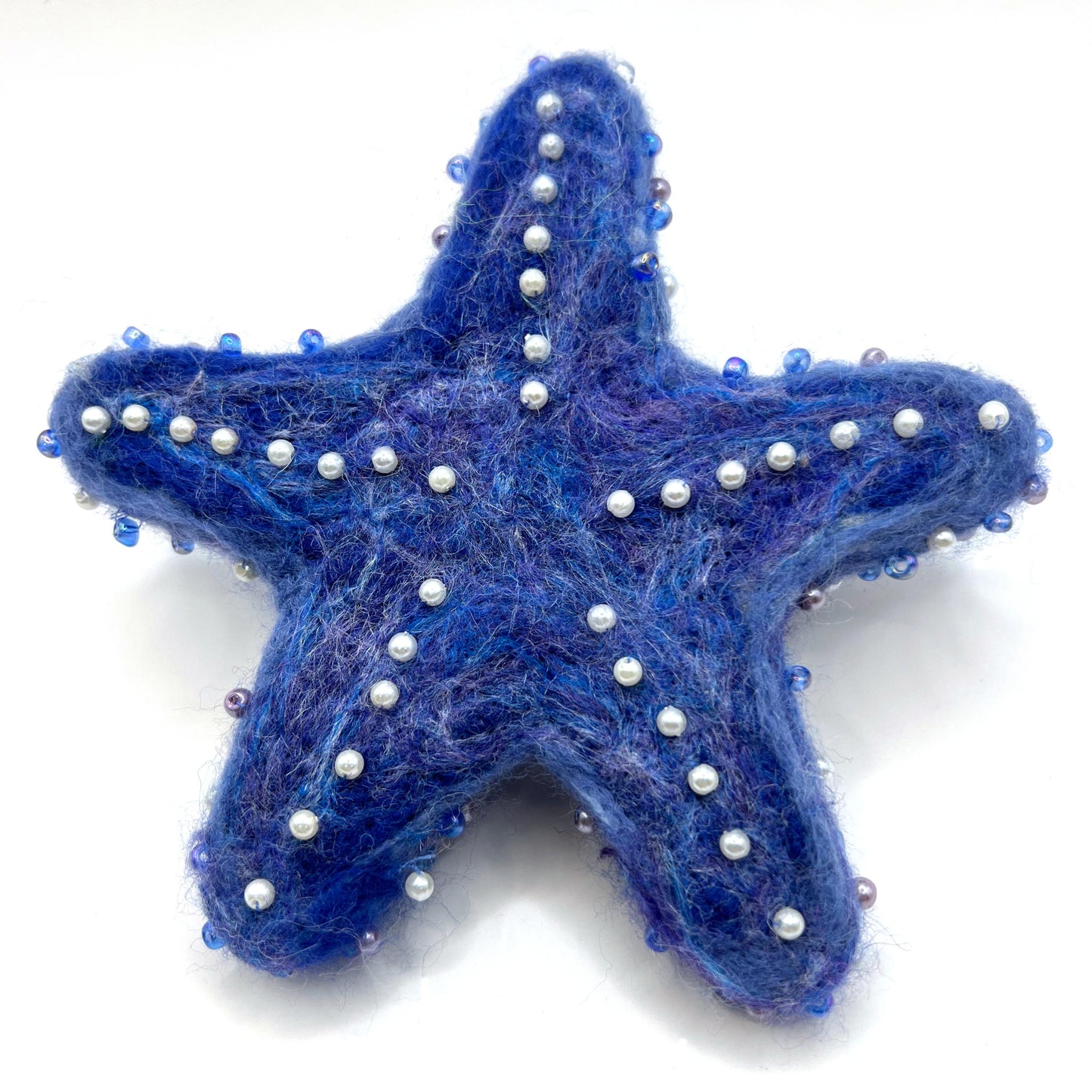 Needlefelted and Beaded Blue Starfish