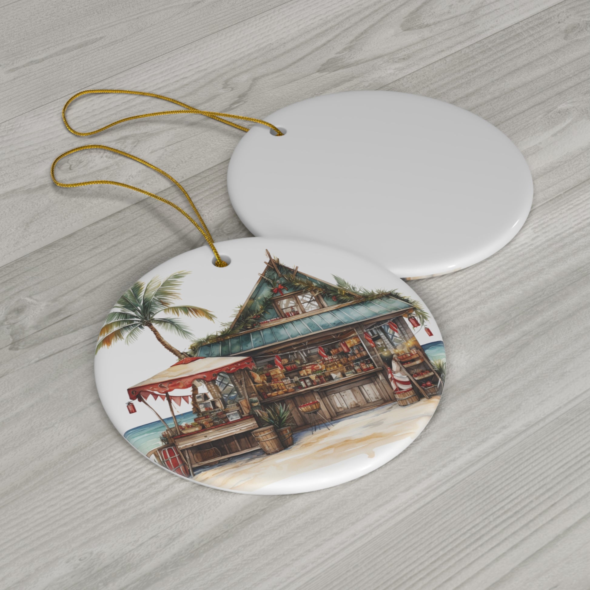 Christmas Beach Bar Ceramic Ornament