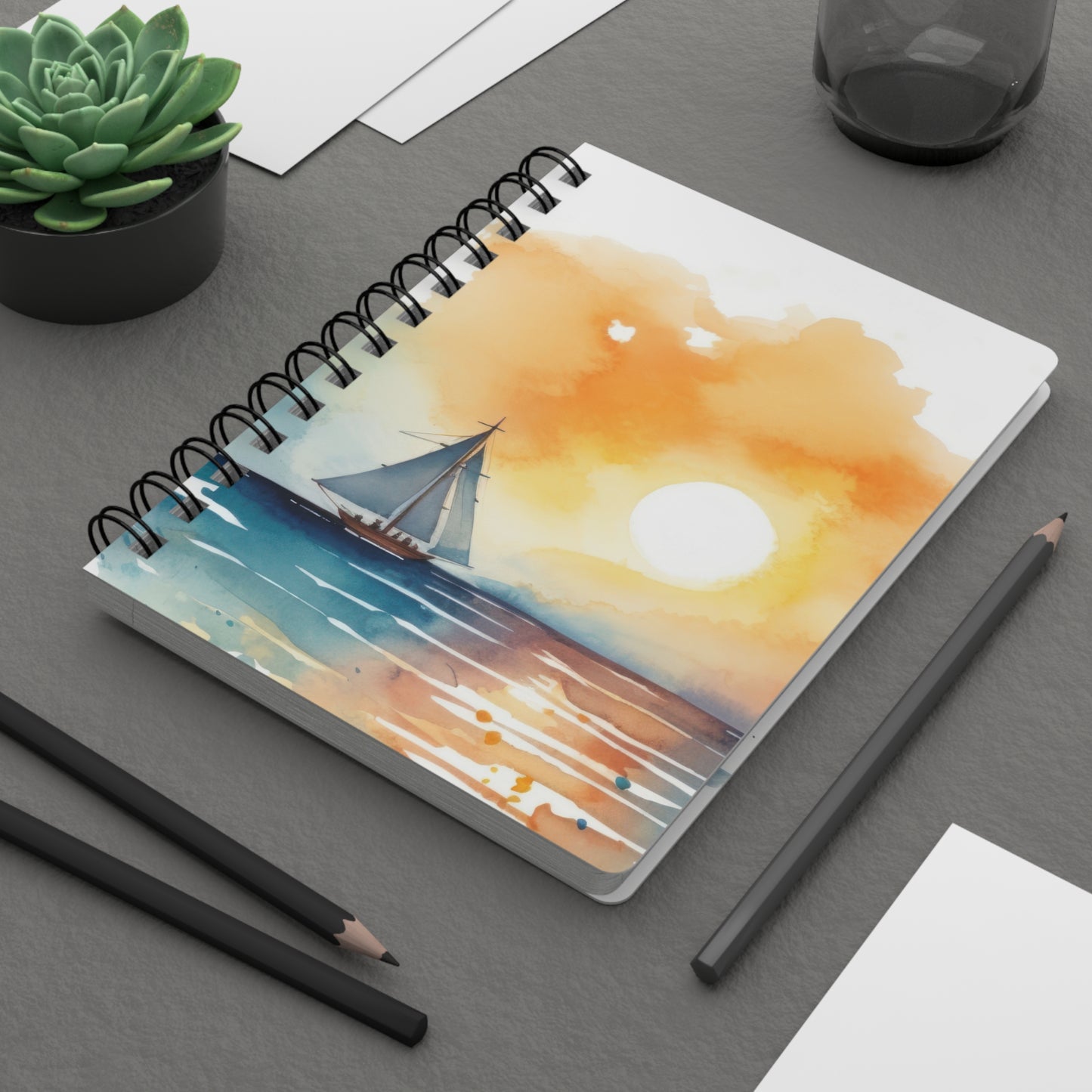 Sunset on the Sailboat Spiral Bound Journal