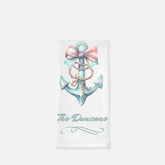 Personalized Decorated Anchor 2 Tea Towel, Dish, Kitchen Towel, Flour Sack Towel, Gift, Wedding Gift Towel, Bar Towel