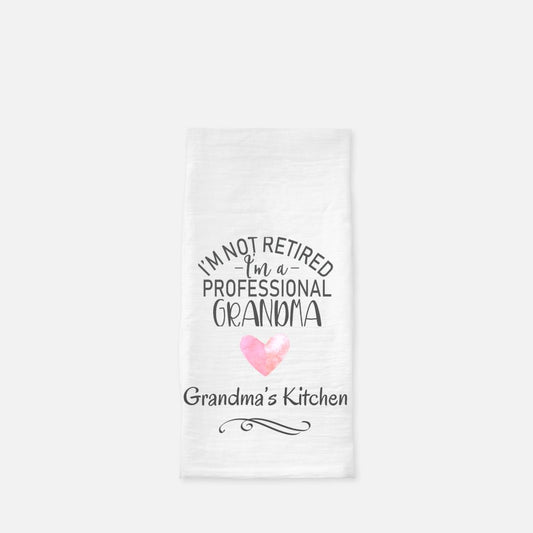 Personalized Professional Grandma Tea Towel, Dish, Kitchen Towel, Flour Sack Towel, Housewarming Gift, Wedding Gift Towel, Bar Towel