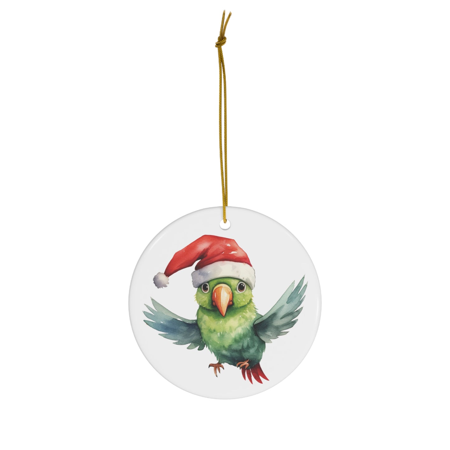 Christmas Parrot Ceramic Ornament